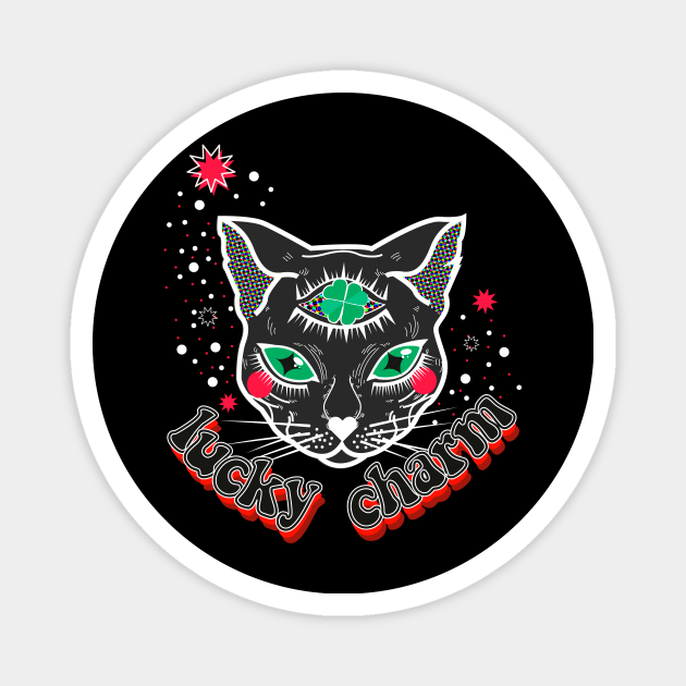 Lucky Charm Black Cat Magnet by rachelaranha